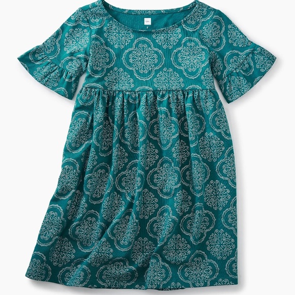 Tea Teal Ruffle Sleeve Knit Dress - Picture 1 of 4